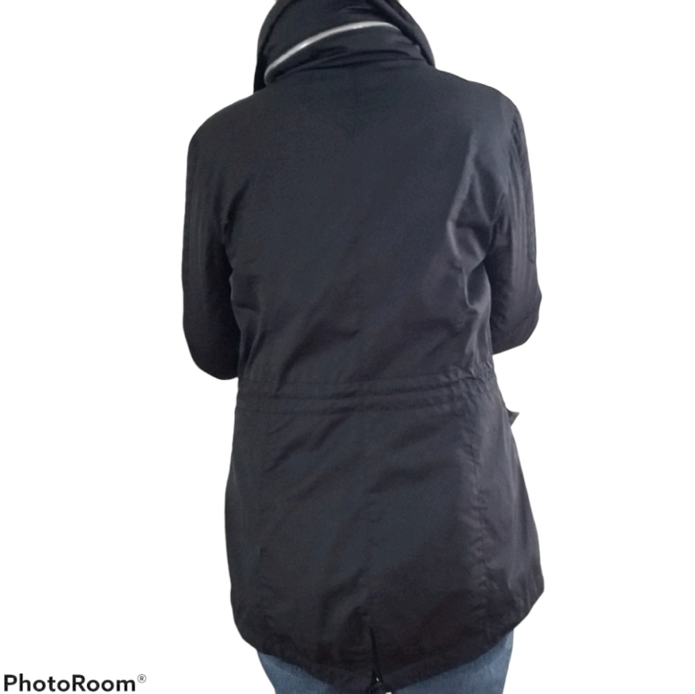 Bcbgeneration Black Zip Up Raincoat Hidden Hood. - image 8